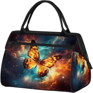 Abstract Color Animal Butterfly Weekender Overnight Bag for Women Waterproof Carry On Travel Duffle Bags with Pocket Lightweight Sports Gym Tote Bag Large Luggage Workout Personal Item Hospital Bags