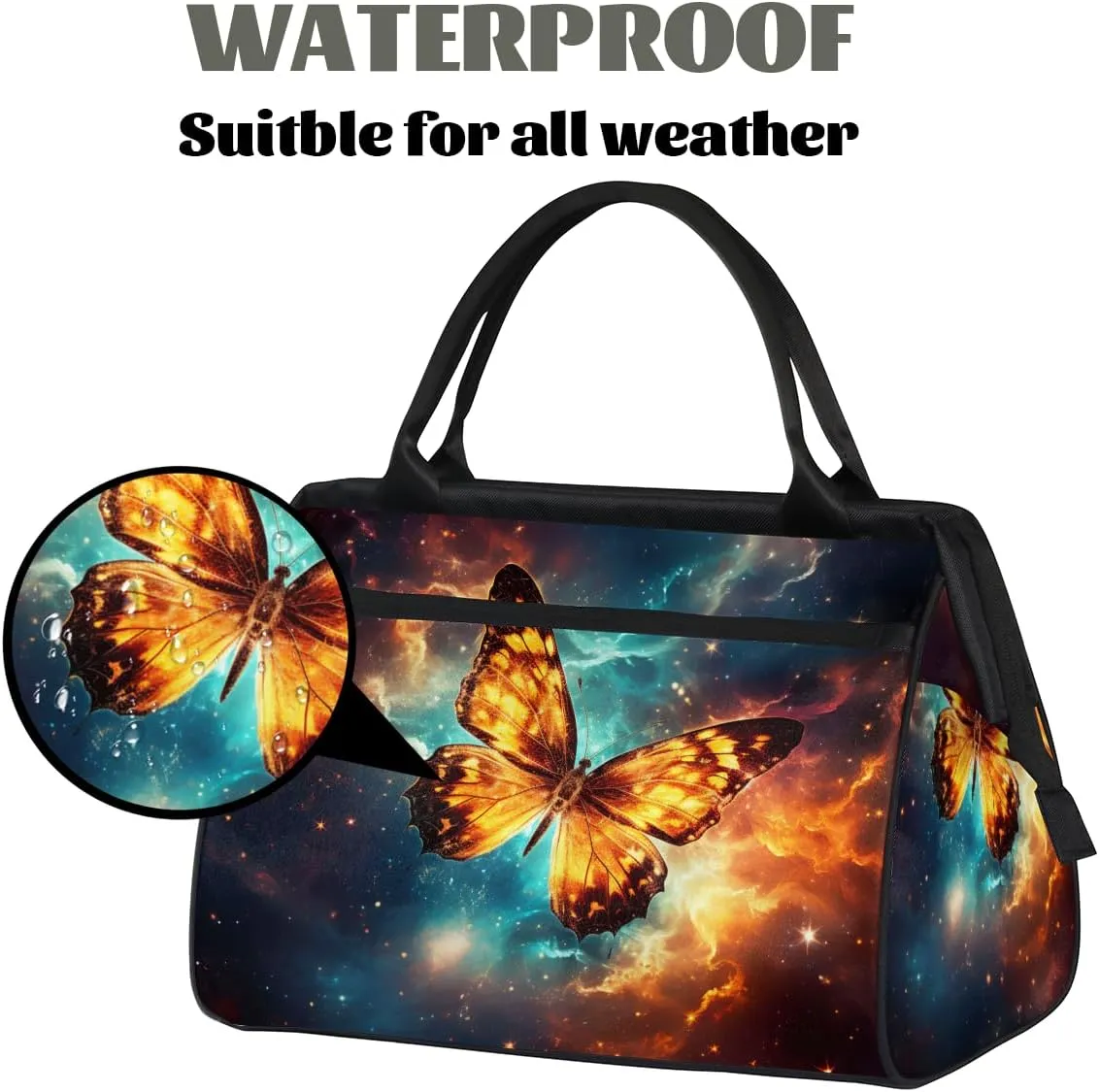 Abstract Color Animal Butterfly Weekender Overnight Bag for Women Waterproof Carry On Travel Duffle Bags with Pocket Lightweight Sports Gym Tote Bag Large Luggage Workout Personal Item Hospital Bags