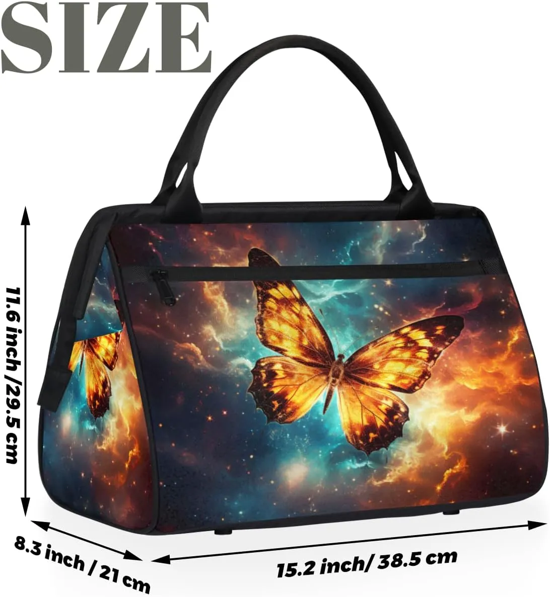 Abstract Color Animal Butterfly Weekender Overnight Bag for Women Waterproof Carry On Travel Duffle Bags with Pocket Lightweight Sports Gym Tote Bag Large Luggage Workout Personal Item Hospital Bags
