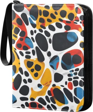 Abstract Colorful Animal Card Binder 4 Pocket Trading Card Binder Portable Cards Collection Book with Zipper