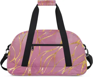 Abstract Rose Gold Marble Boys Girls Gym Bag Dance Perform Training Duffel Bags Weekender Carry-On Tote Luggage Bag Ideal for School Practice or Overnight Trips