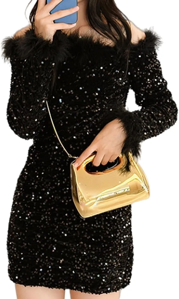 Acrylic Clutch Bag for Women Glitter Marble Purse Elegant Evening Handbag Wedding Party Chain Shoulder Bag
