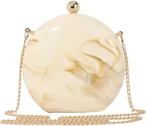 Acrylic Clutch Purse For Women, Designer Handbags Wedding Guest Bag Round Shaped Evening Bag Shell Purse