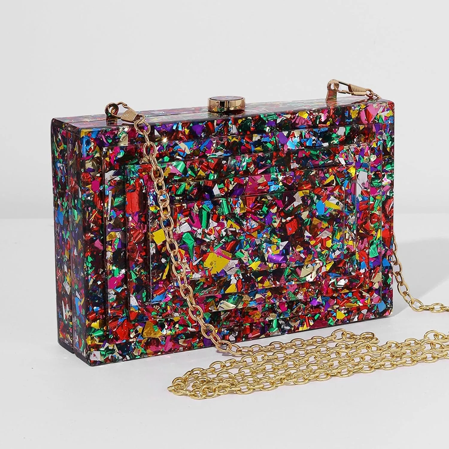 Acrylic Purse Clutch,Wedding Guest Dresses For Women Designer Handbags Multicolor Evening Clutch Box Crossbody Shoulder Bag