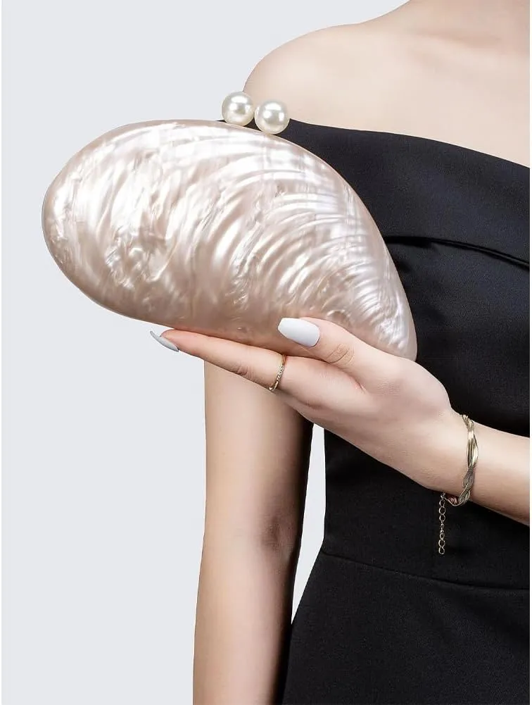 Acrylic Shell Clutch Purse for Women Fashion Acrylic Evening Bag Unique Evening Purse for Wedding Party Prom