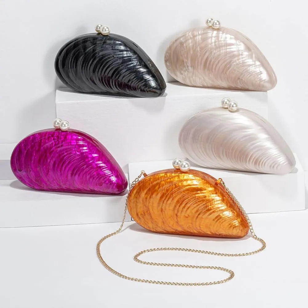 Acrylic Shell Clutch Purse for Women Fashion Acrylic Evening Bag Unique Evening Purse for Wedding Party Prom