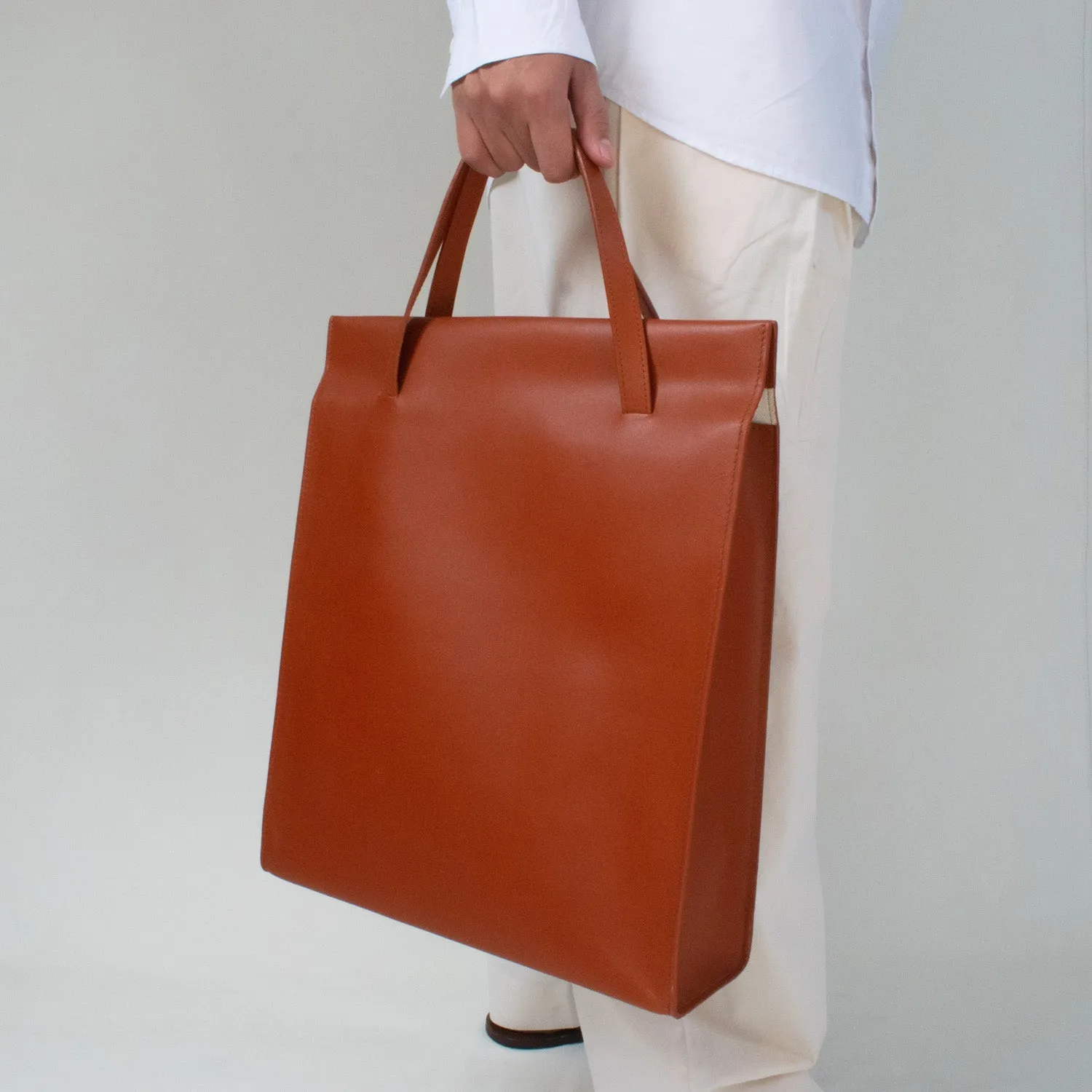 Adjustable Tote Bag in Rust Brown