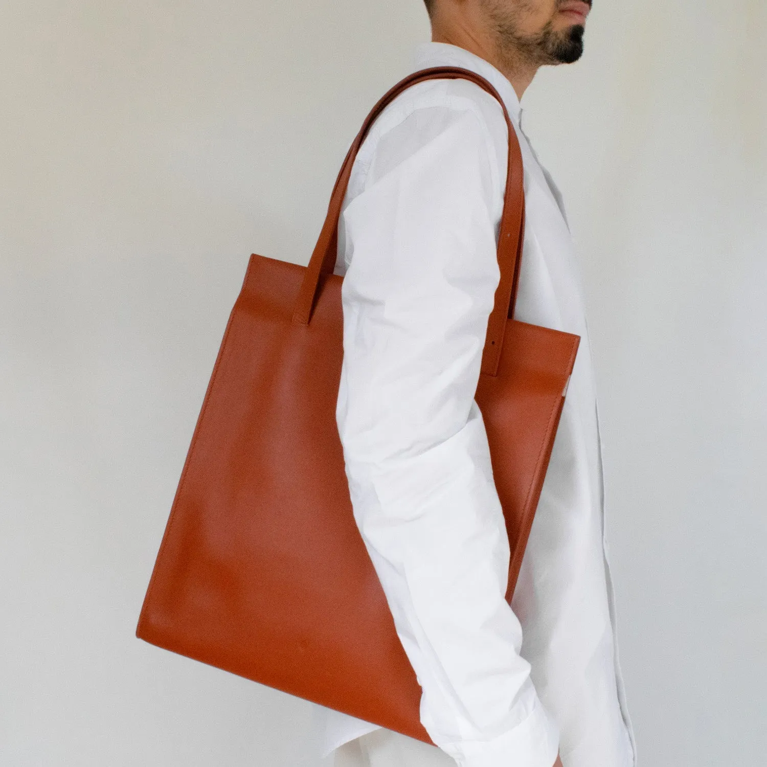 Adjustable Tote Bag in Rust Brown