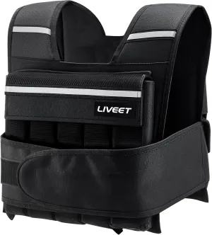 Adjustable Weighted Vest for Men Women, 20lb 30lb 45lb 60lb Weight Vest with 20 Removable Weights, Heavy Duty Running Vest with Reflective Strips for Walking Strength Training Calisthenics