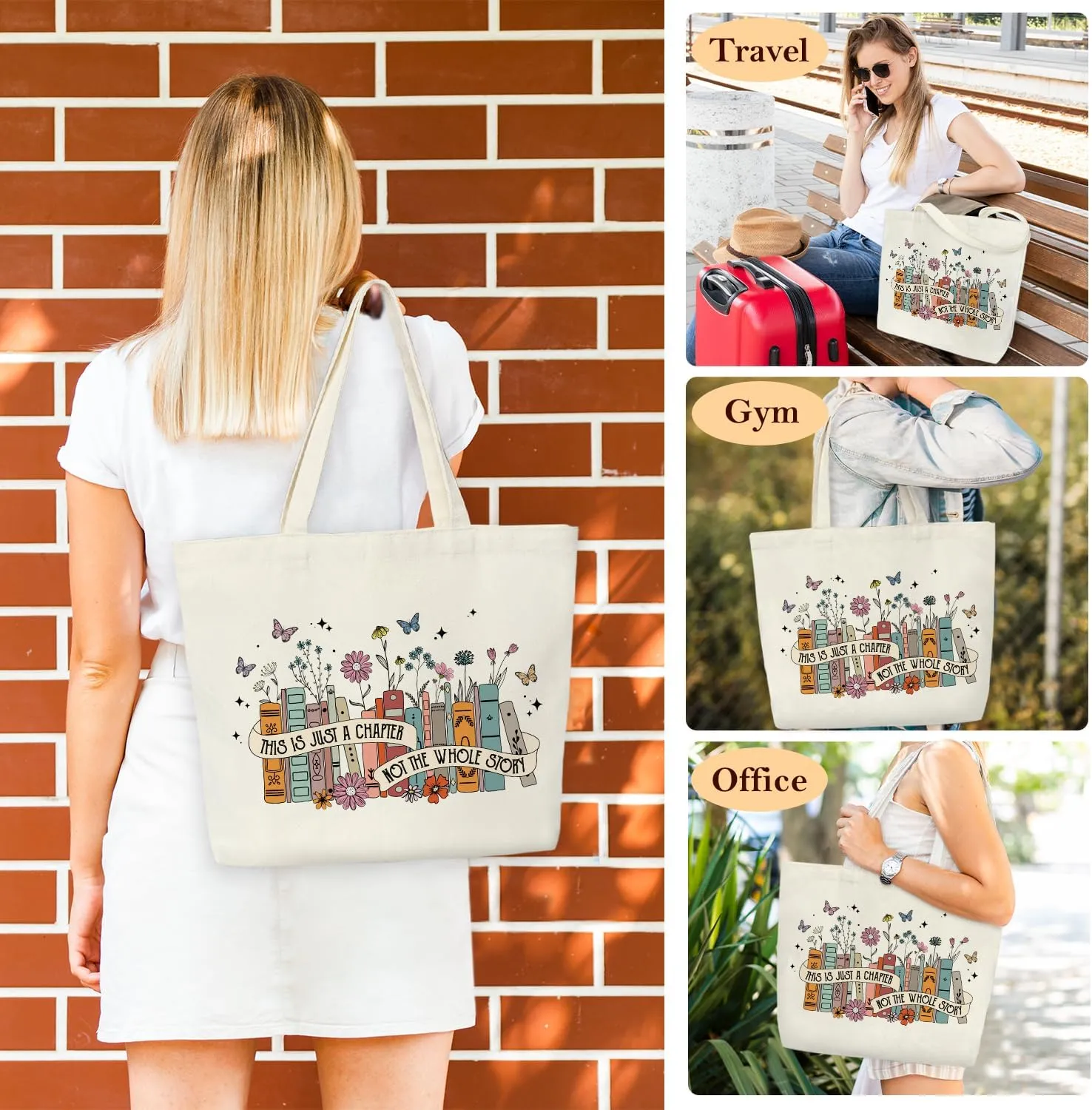 Aesthetic Canvas Tote Bag Cute Reusable Grocery Bags Shopping Tote Bag for Women