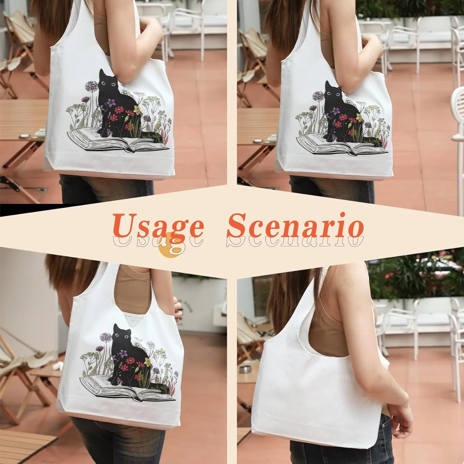Aesthetic Canvas Tote Bag for Women Reusable Casual Shoulder Shopping Canvas Bag Set for Beach Work