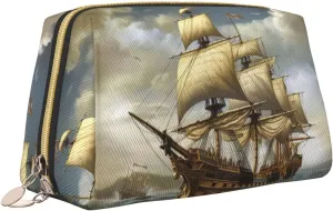 Age of Discovery Ship Print Makeup Bag Portable Versatile Toiletry Bag Large Capacity Cosmetic Bag For Women