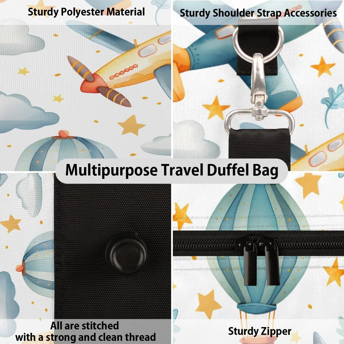 Airplane Travel Duffle Bag, Sports Gym Bags for Women Men, Carry On Weekender Overnight Bag, Aircraft Workout Hospital Airplane Trips Bag