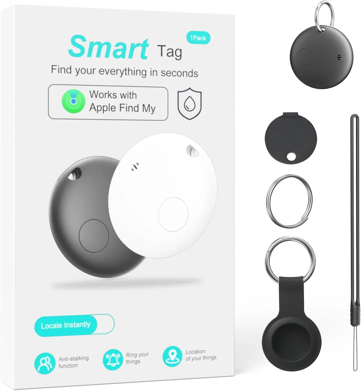 Airtag Alternative-2 Pack: Smart Bluetooth Tracker for Apple Find My No Monthly Fee, Item Finder for Keys, Luggage, Bags & Pets, Precision Tracking, IP68 Waterproof Design (iOS Only)