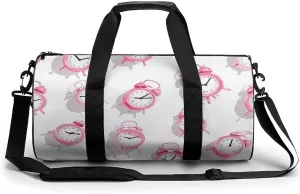 Alarm Cocks Round Barrel Gym Sport Bag Small Travel Duffel Bags Reusable Tote for Men Women