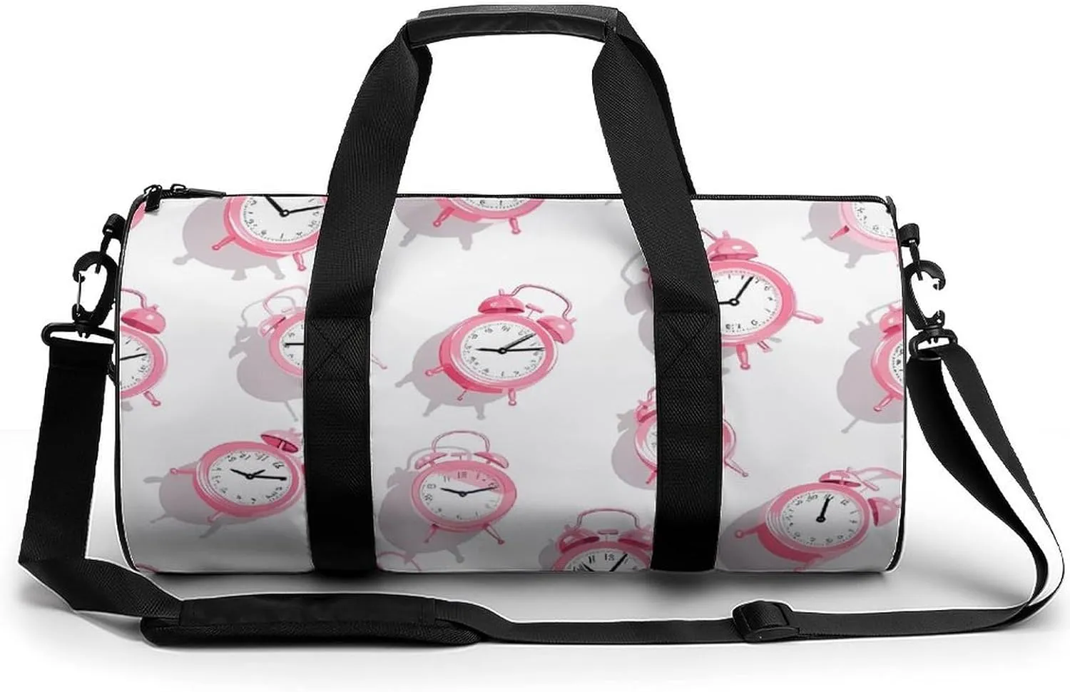 Alarm Cocks Round Barrel Gym Sport Bag Small Travel Duffel Bags Reusable Tote for Men Women