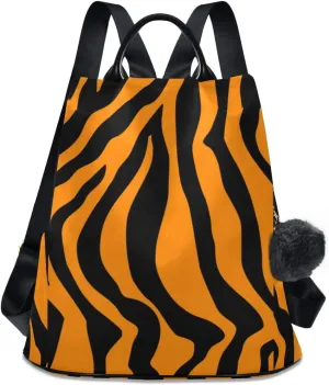 ALAZA Tiger Orange Stripe Repeated Seamless Black Jungle Safari Backpack for Daily Shopping Travel