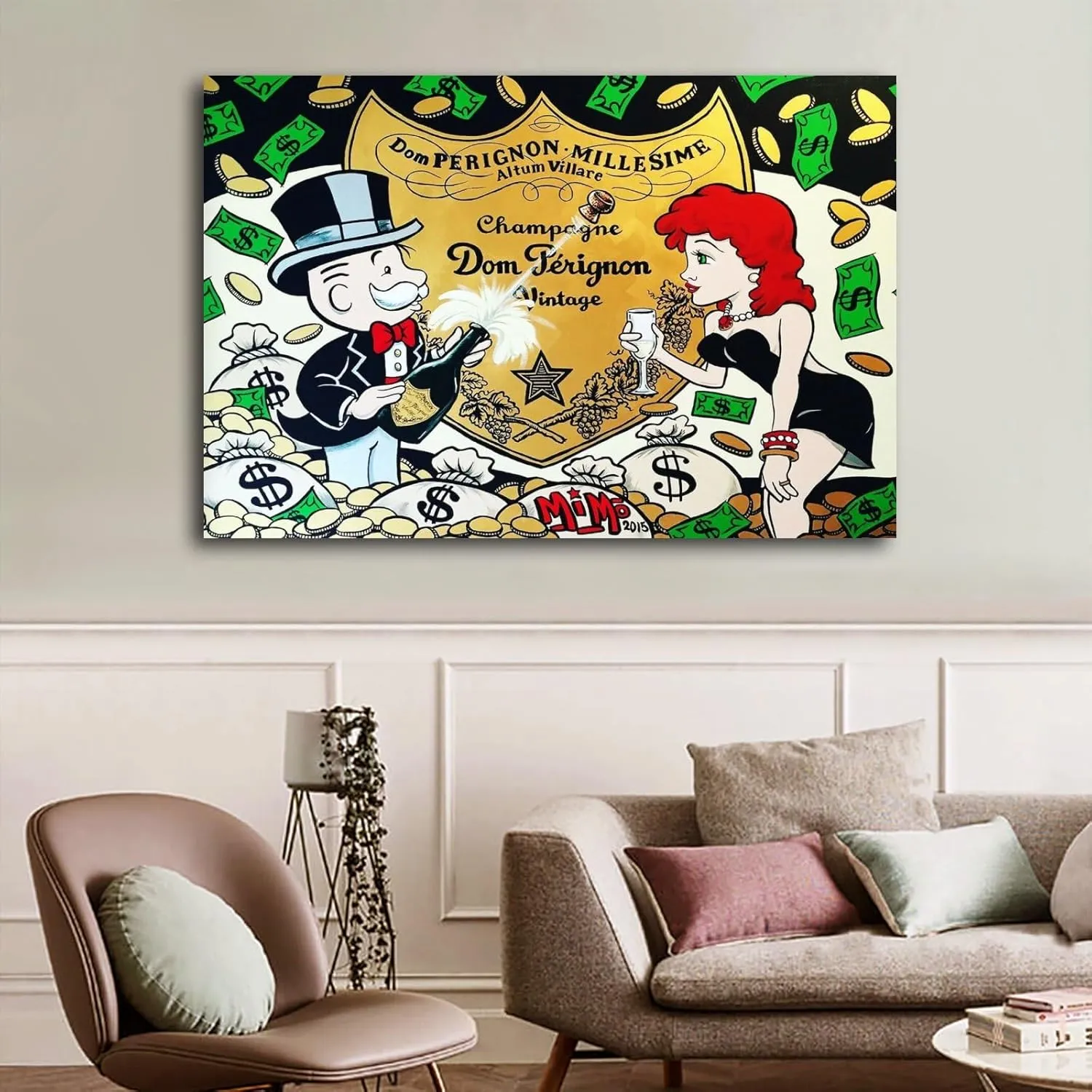 Alec-Monopolys Dom Perignon Canvas Art Poster And Wall Art Picture Print Modern Family Bedroom Decor Posters 24x36inch(60x90cm)