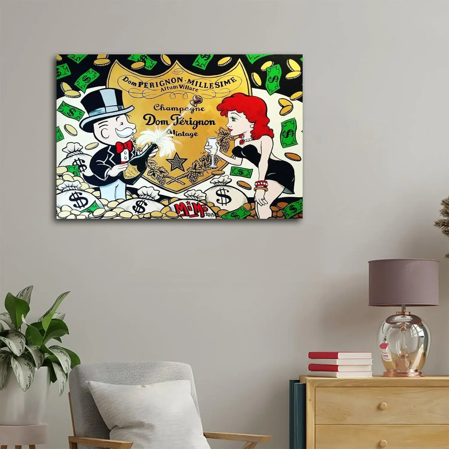Alec-Monopolys Dom Perignon Canvas Art Poster And Wall Art Picture Print Modern Family Bedroom Decor Posters 24x36inch(60x90cm)