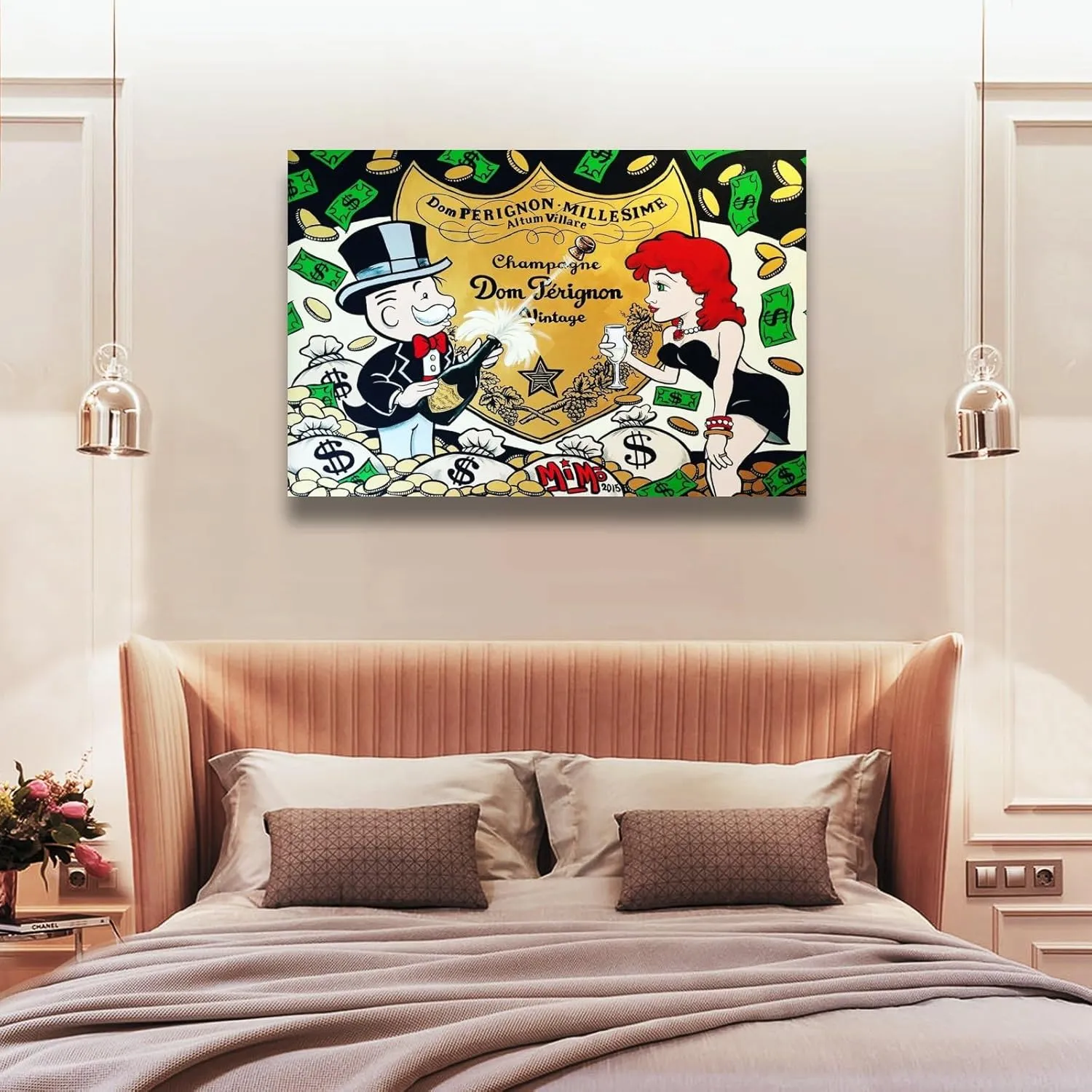 Alec-Monopolys Dom Perignon Canvas Art Poster And Wall Art Picture Print Modern Family Bedroom Decor Posters 24x36inch(60x90cm)