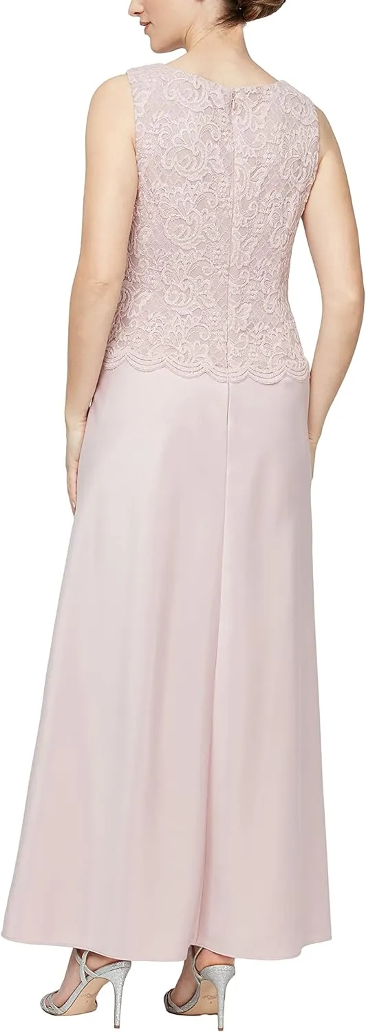 Alex Evenings Women's Two Piece Mother of The Bride Dress with Lace Jacket (Petite and Regular Sizes)