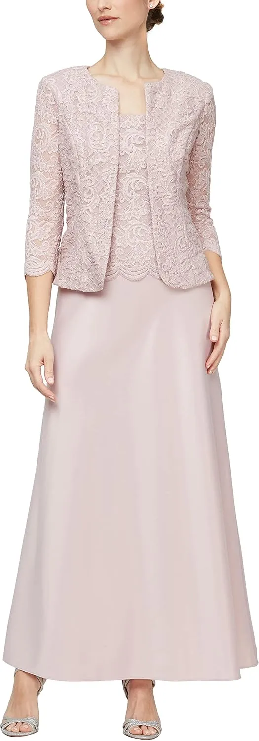 Alex Evenings Women's Two Piece Mother of The Bride Dress with Lace Jacket (Petite and Regular Sizes)