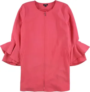 Alfani Womens Collarless Midi Duster Blazer Pink L