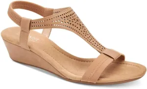 Alfani Womens Vacanzaa 2 Faux Leather T-Strap Wedge Sandals