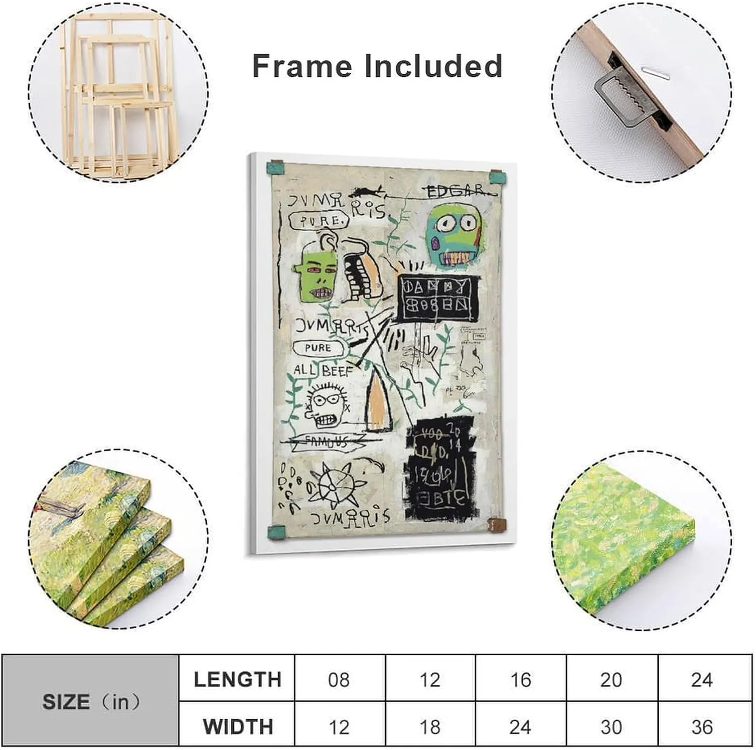 ALiOU Michel Basquiat Danny Rosen Michel Basquiat Poster Picture Print Wall Art Poster Painting Canvas Posters Artworks Room Aesthetic 20x30inch(50x75cm)