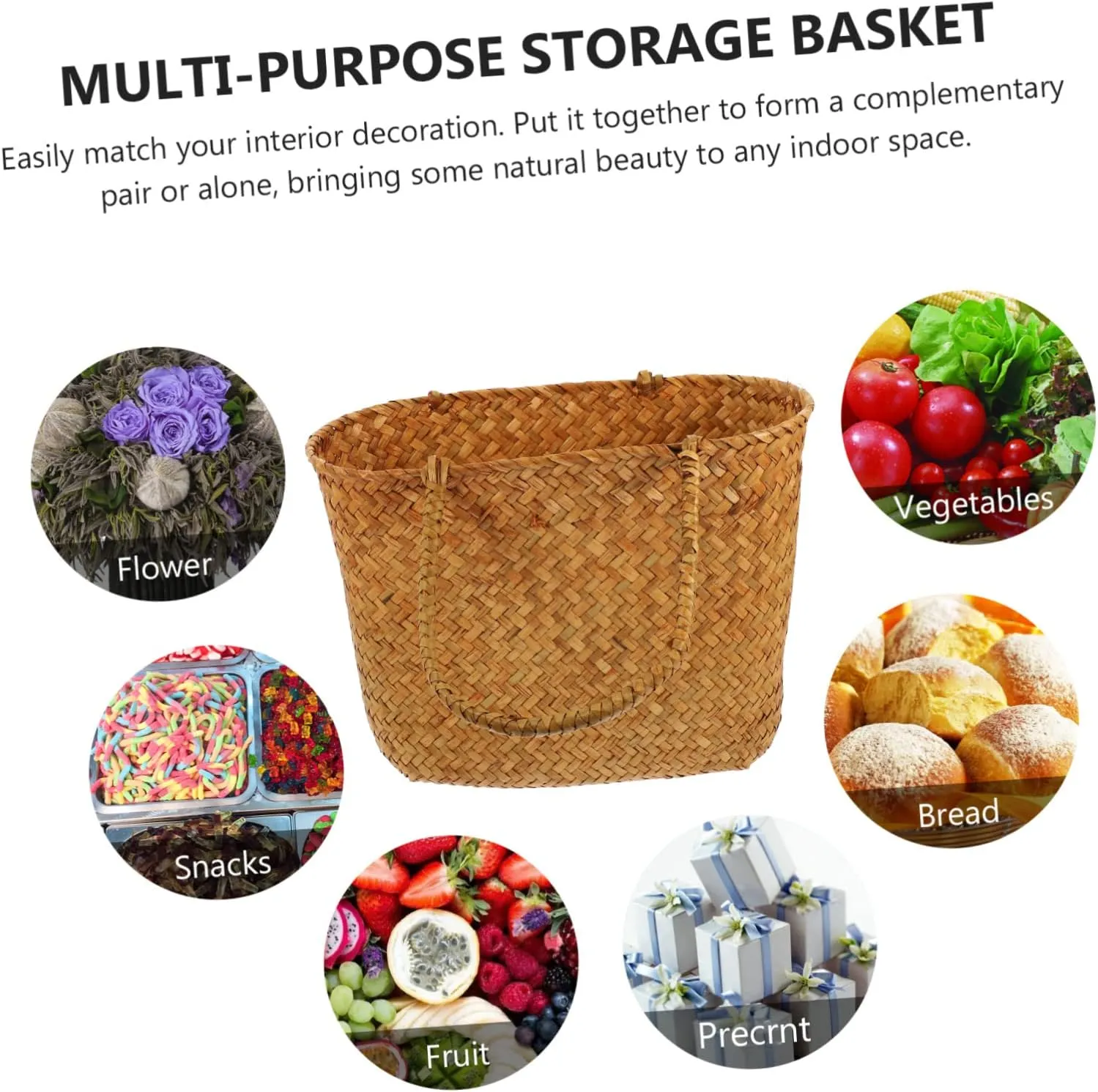 Alipis African Market Basket Woven Straw Grocery Beach Shopping Wicker Picnic Wine Tote Willow Shoulder Bags Purse for Summer Travel