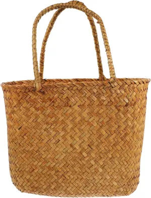 Alipis African Market Basket Woven Straw Grocery Beach Shopping Wicker Picnic Wine Tote Willow Shoulder Bags Purse for Summer Travel