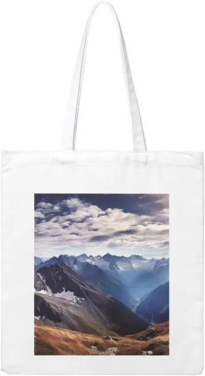 Alps Panorama Large Canvas Tote Bag Cute Travel Shoulder Bag Reusable Washable Shopping Grocery Bags For Women Men