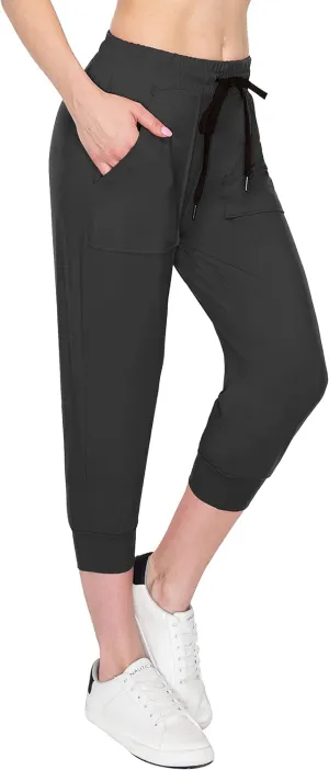 ALWAYS Women's Capri Jogger Sweatpants - Premium Soft Stretch Lightweight Pants with Pork Chop Pockets