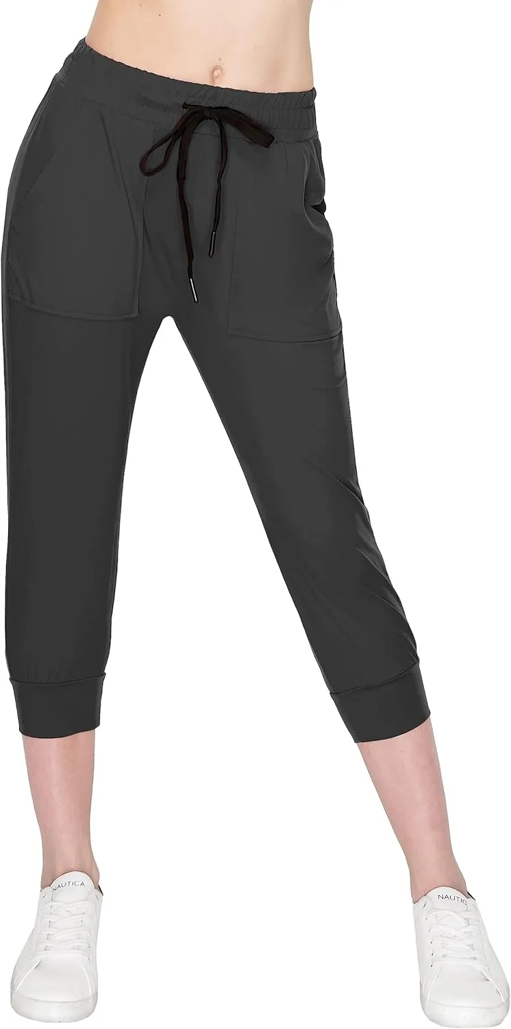 ALWAYS Women's Capri Jogger Sweatpants - Premium Soft Stretch Lightweight Pants with Pork Chop Pockets