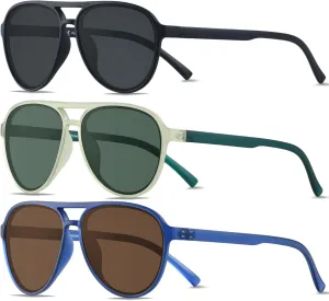 ANDWOOD Retro Polarized Aviator Sunglasses for Women Men Classic 70s Vintage Trendy Square Aviators