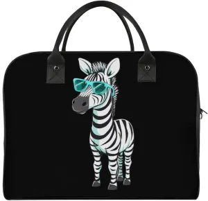 Animal Zebra with Glasses Travel Duffel Bag Weekender Overnight Shoulder Bags Luggage Carrying Tote for Men Women