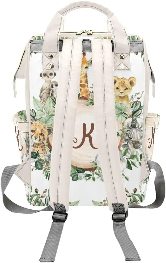 Animals Elephant Safari Giraffe Personalized Diaper Bag Backpack Custom Name Daypack Large Mommy Bag for Teen Girl Boy Student Option 5