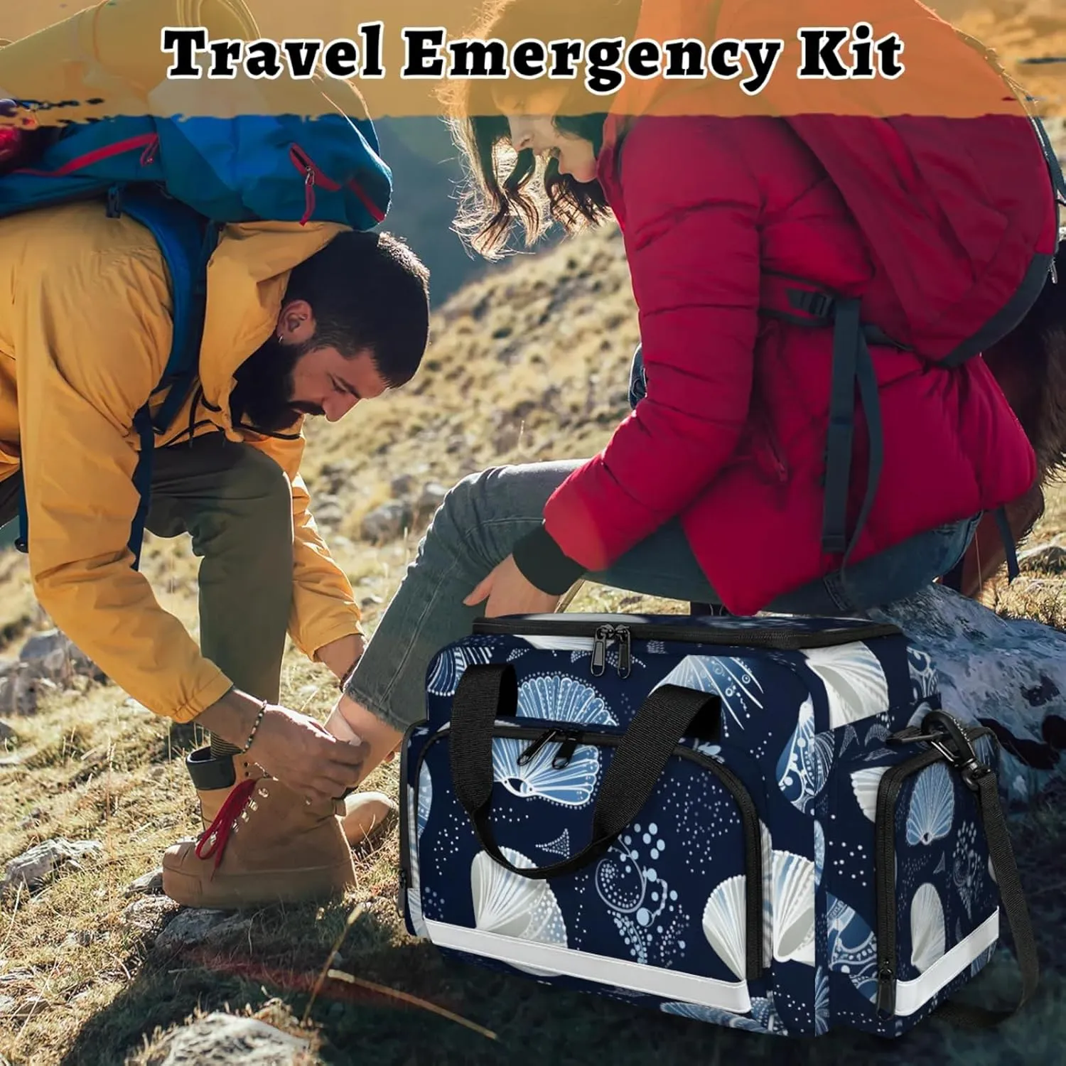 Anti-Scratch Duffle Bag for Travel 25x17.7x11.2 Inch - Waterproof Duffel Bag for Camping Fitness, Durable EMS Gear for First Responders Fairy Sea Shell