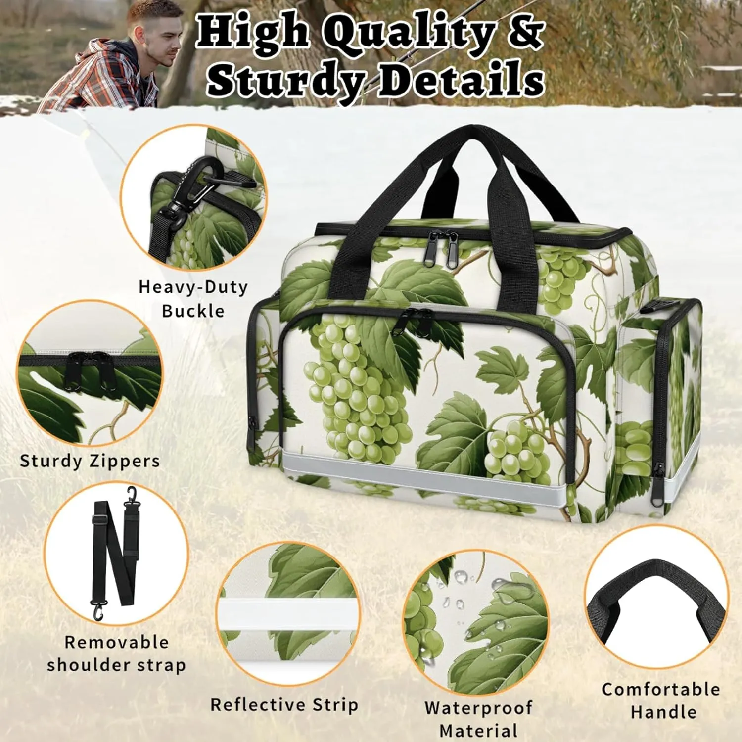 Anti-Scratch Duffle Bag for Travel 25x17.7x11.2 Inch - Waterproof Duffel Bag for Camping Fitness, Durable EMS Gear for First Responders Green Grape