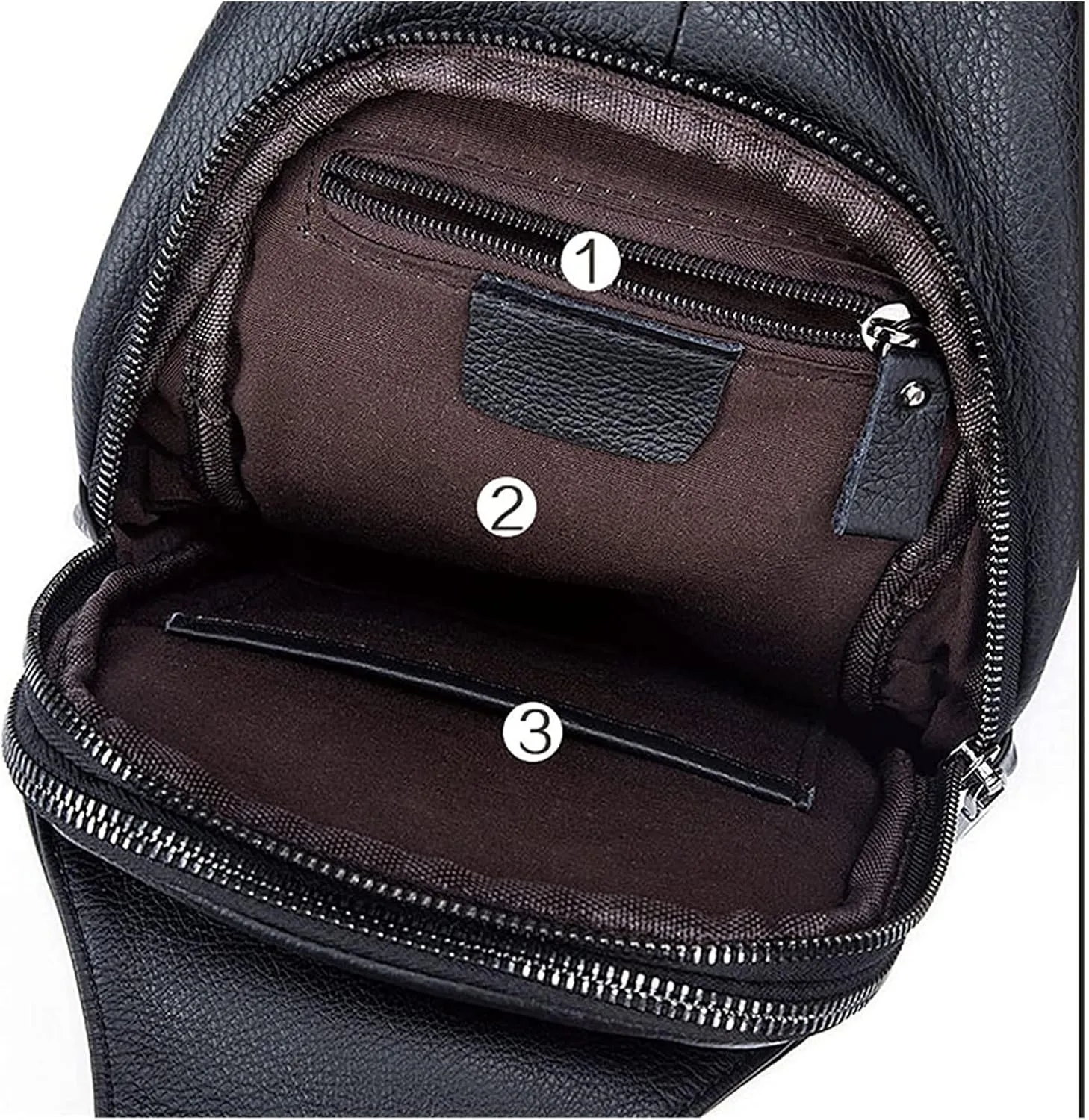 Anti Theft Chest Bag Vintage Leather Sling Crossbody Backpack Casual Shoulder Daypack(Black)