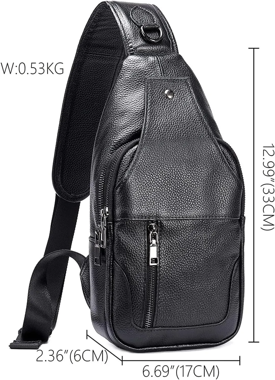 Anti Theft Chest Bag Vintage Leather Sling Crossbody Backpack Casual Shoulder Daypack(Black)