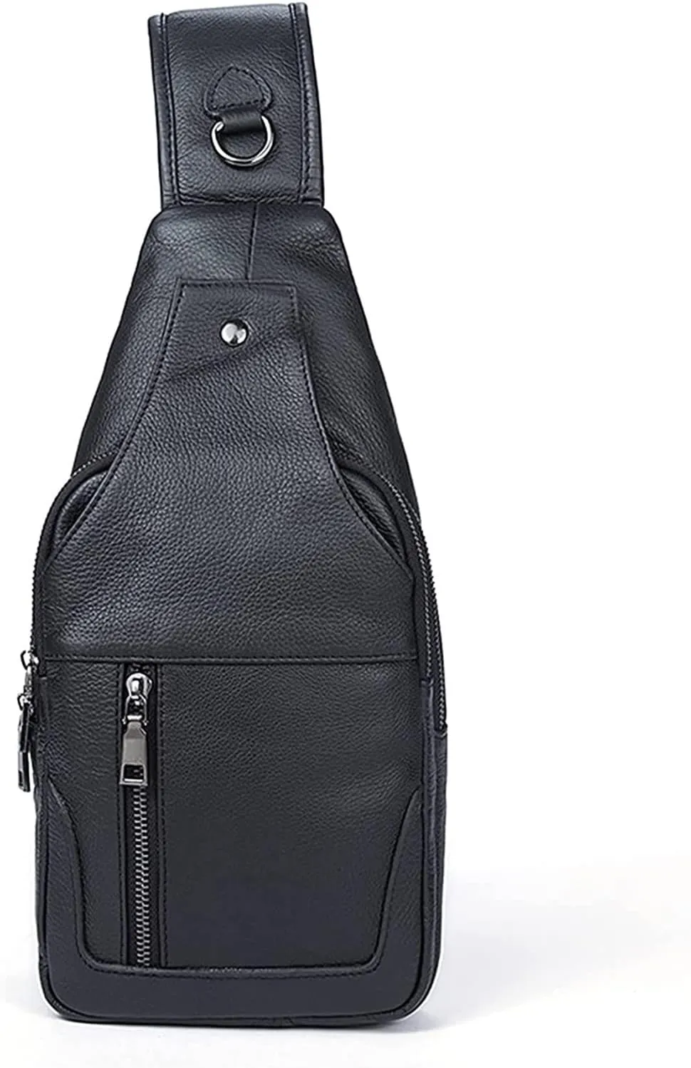 Anti Theft Chest Bag Vintage Leather Sling Crossbody Backpack Casual Shoulder Daypack(Black)