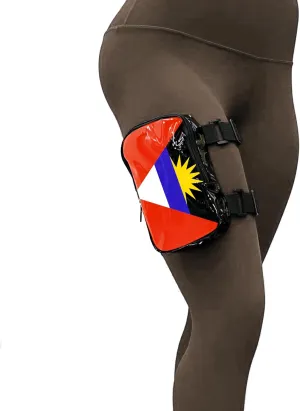 Antigua Flag Thigh Bag | Leg Harness for Women | Outdoor Waist Pouch | Carnival Hiking Travel Fanny Pack with Adjustable Straps | Antigua Barbuda