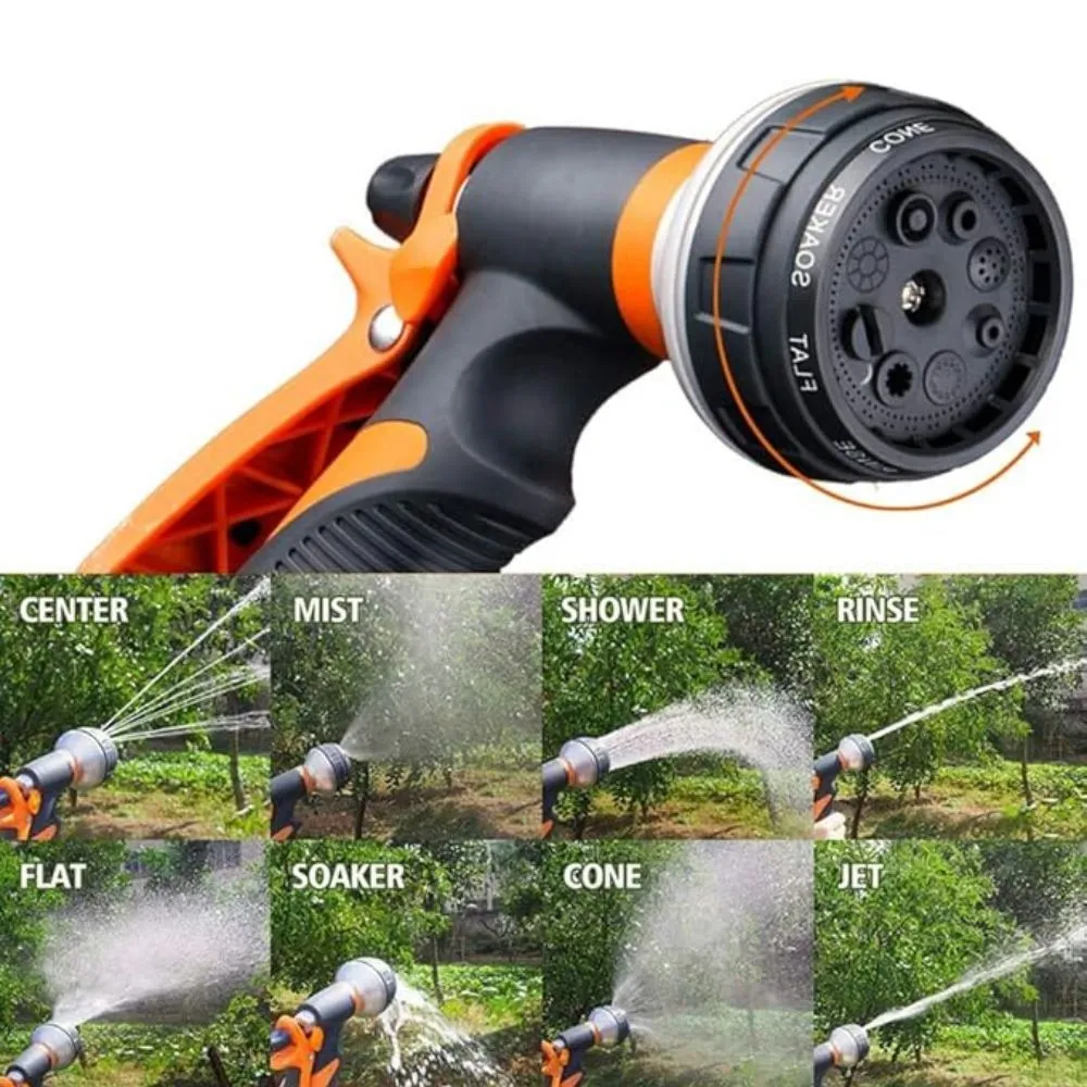 ANYHOUZ Garden Hose Nozzle 5PC Set 8 Mode High Pressure Adjustable Sprayer with Quick Connect Universal Tap Standard Threaded Connector