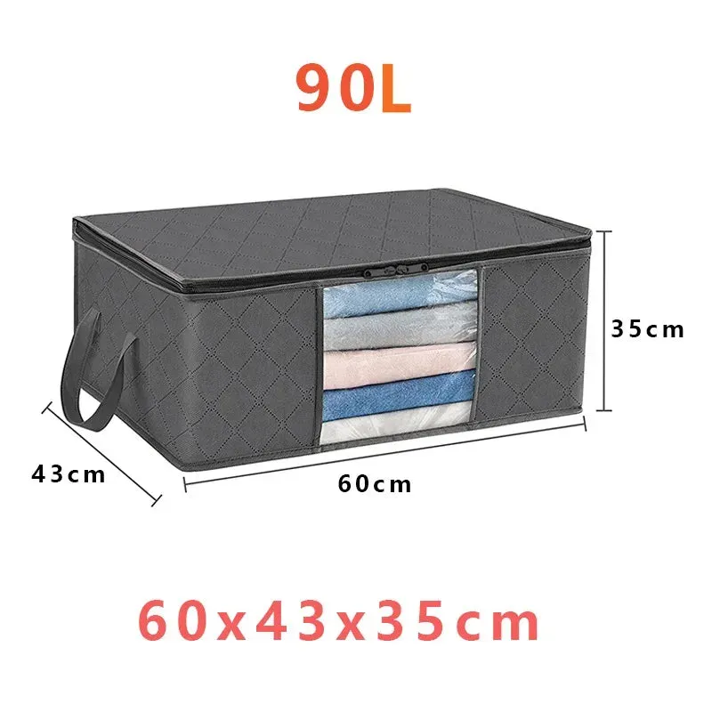 ANYHOUZ Storage Bag Grey 90L Multi Purpose Packing Organizer For Comforters And Blankets