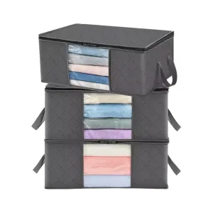 ANYHOUZ Storage Bag Grey 90L Multi Purpose Packing Organizer For Comforters And Blankets