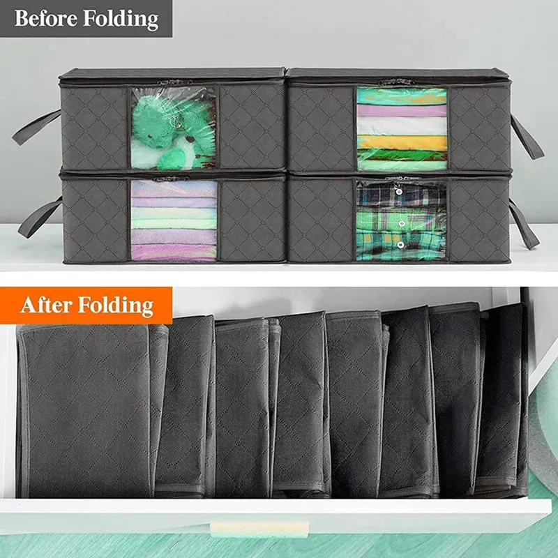 ANYHOUZ Storage Bag Grey 90L Multi Purpose Packing Organizer For Comforters And Blankets