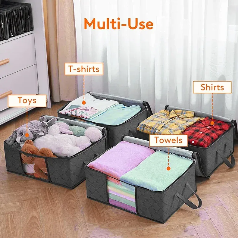 ANYHOUZ Storage Bag Grey 90L Multi Purpose Packing Organizer For Comforters And Blankets