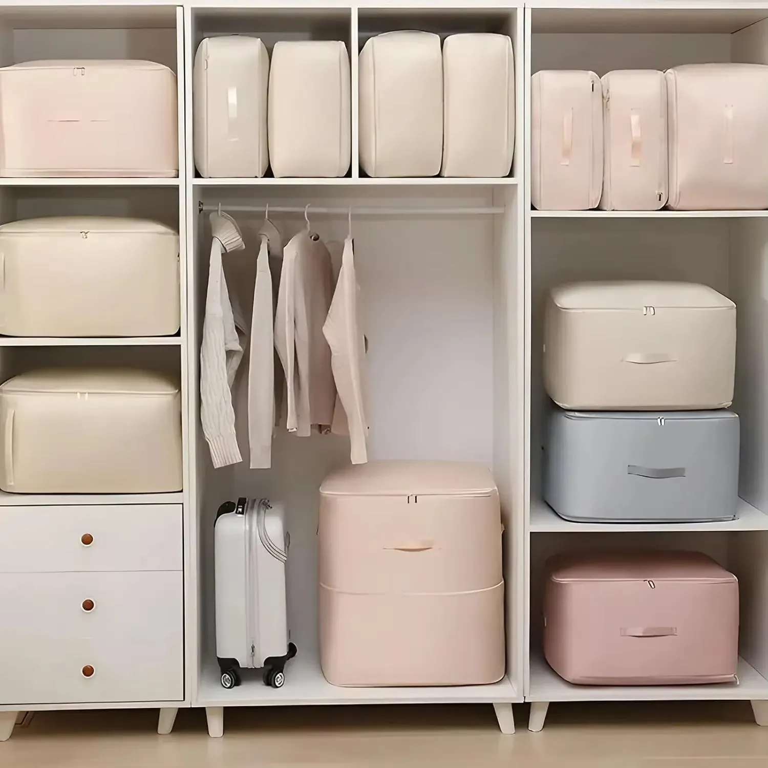 ANYHOUZ Storage Bag Pink Durable Heavy Duty Packing Cubes For Beddings And Blankets