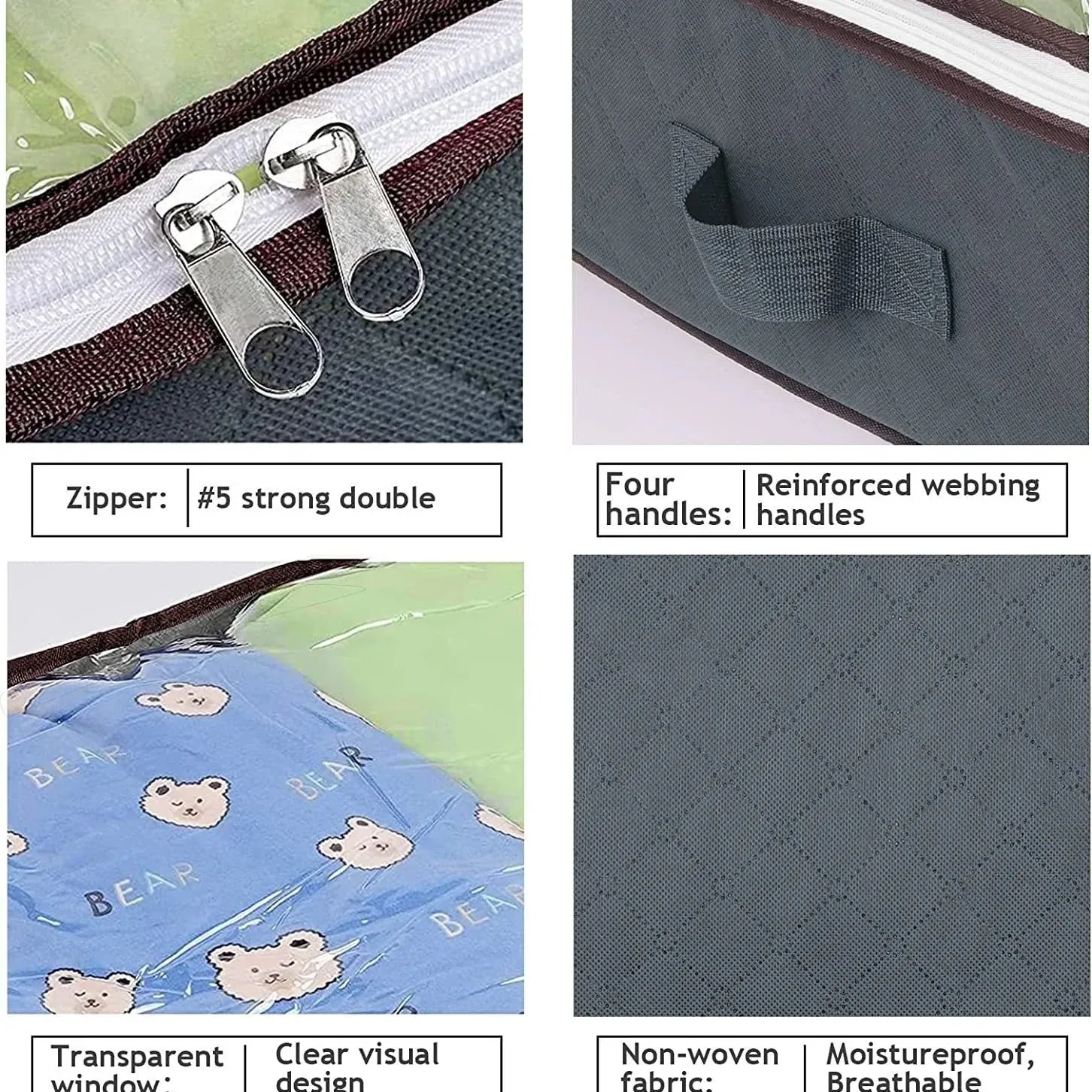 ANYHOUZ Storage Bag With PVC Window Space Saving Non Woven Closet Organizer